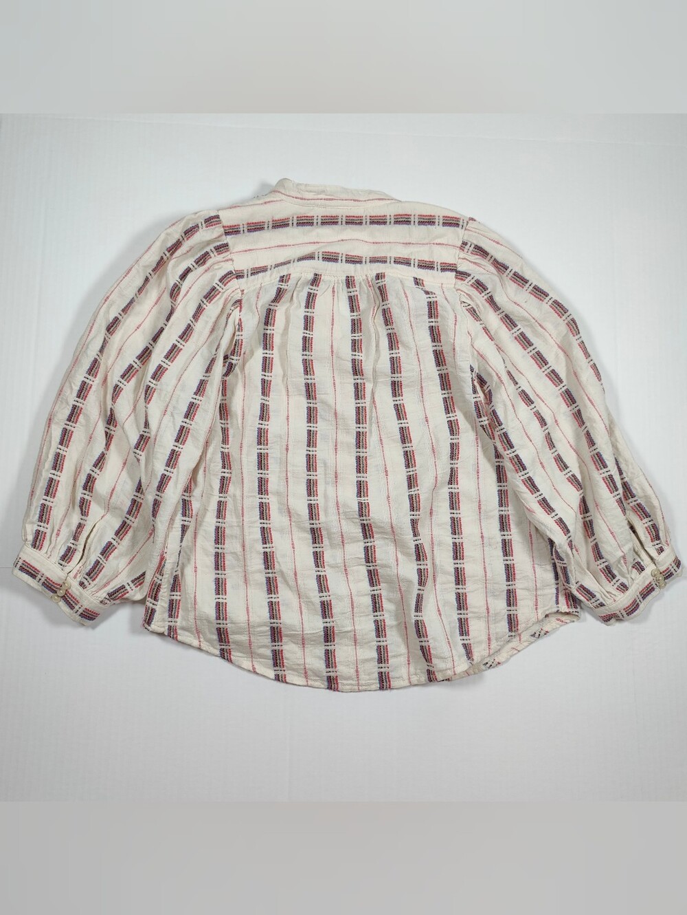 Pilcro The Bella Puff Sleeve Cotton Ivory Blouse Rainbow Embroided Size S - Picture 5 of 9